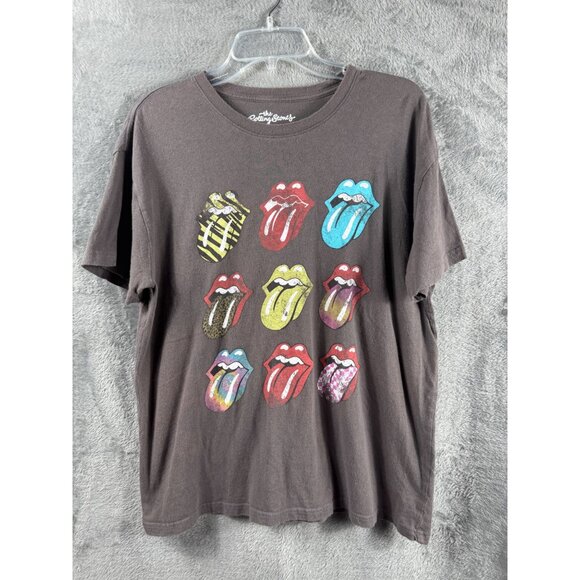 The Rolling Stones Graphic T-Shirt L Multicolor Tongue Logo Brown - Picture 5 of 8